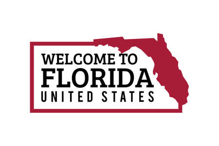 Welcome To Florida Word Text, Creative Font Design Illustration, Welcome sign with mapのイラスト素材