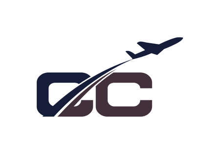 Initial Letter C and C  with Aviation Design, Air, Airline, Airplane and Travel template.のイラスト素材