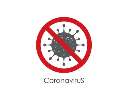 Coronavirus (Covid-19). Symbol of the fight against coronovirus. Stop virus sign. Coronovirus infection emblem flat vector illustration.のイラスト素材