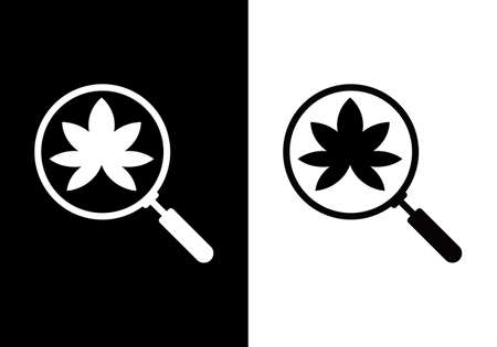cannabis leaf logo vector icon on black and white backgroundのイラスト素材