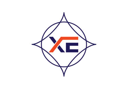 Initial Monogram Letter X E Logo Design Vector Template. X E Letter Logo Designのイラスト素材