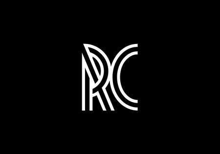 Initial Monogram Letter R C Logo Design Vector Template. R C Letter Logo Designのイラスト素材