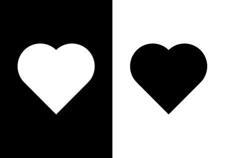 Heart icon Vector illustration. Heart icon in flat style on black and white backgroundのイラスト素材