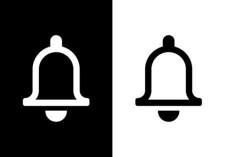 Notification bell icon Vector illustration. Flat style on black and white backgroundのイラスト素材