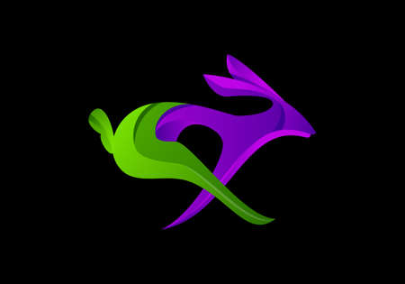 Colorful rabbit gradient artwork logo template. Rabbit logo sign symbol vector illustrationのイラスト素材