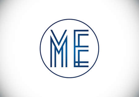 M E letter sign symbol. Initial Letter M E Logo Design Vector Template. Monogram logoのイラスト素材