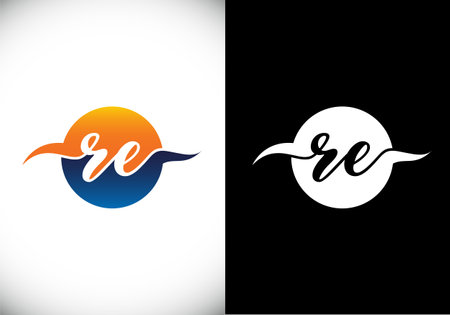 Initial Monogram Letter R E Logo Design Vector Template. Graphic Alphabet Symbol for Corporate Business Identityのイラスト素材