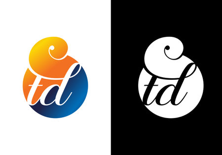 Initial Monogram Letter T D Logo Design Vector Template. T D Letter Logo Designのイラスト素材