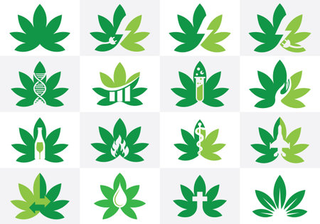 Cannabis logo set. Cannabis Marijuana sign symbol icon designのイラスト素材