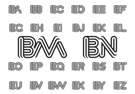 Initial Monogram Line Letter Logo Design Vector Template.のイラスト素材