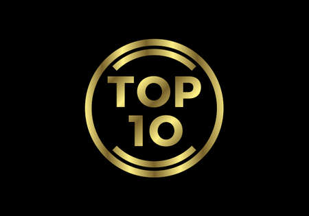 Top ten ranking and best of the best rank. Top 10 golden sign for music video or other content, Vector illustrationのイラスト素材