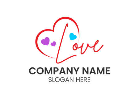 Abstract heart logo combination. Premium love logotype design template.のイラスト素材