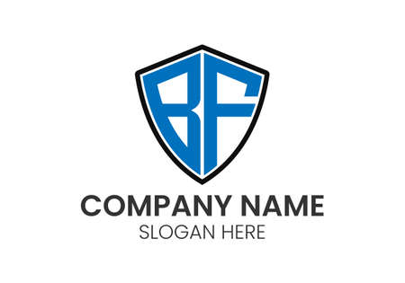 Initial Letter BF With Shield Security Logo Protection Symbol Vector Logo Designのイラスト素材