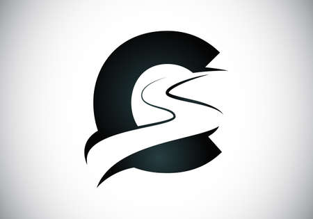 Initial Letter C with backspace S or pathway Logo design vector template, Graphic Alphabet Symbol for Corporate Business Identityのイラスト素材