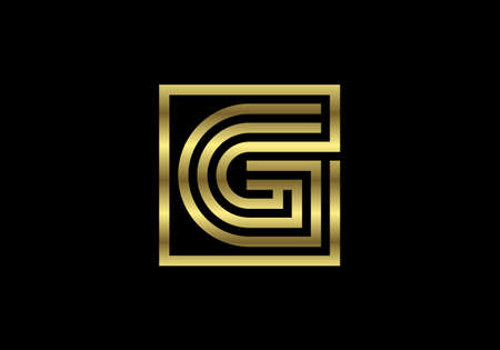 Golden Capital Lines Letter G. Creative Line Letters Design, Graphic Alphabet Symbol For , Poster, Invitation. Vector Illustrationのイラスト素材