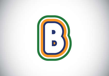 Colorful Initial B monogram letter alphabet. Children's cute alphabet. Cartoon bright font for kids. Modern vector logo design for business, and company identity.のイラスト素材