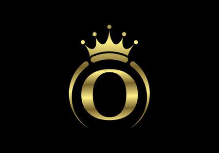 Initial O monogram alphabet with a crown. Royal, King, queen luxury symbol. Font emblem. Modern luxury brand element sign. Vector illustration.のイラスト素材
