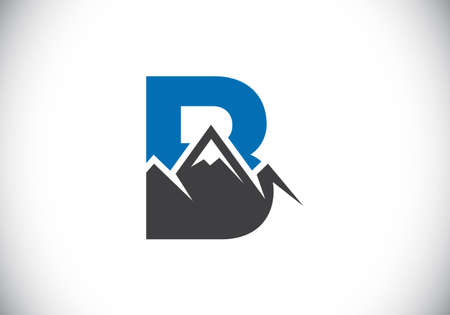 Initial B monogram alphabet with the mountain peak. Mountain Logo sign symbol. Font emblem. Modern vector logo for the business, and company identityのイラスト素材
