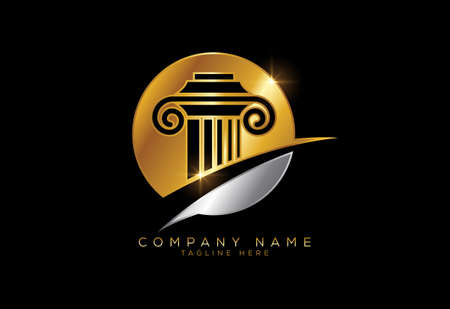 Law pillar logo design pillar law office vector logo templateのイラスト素材