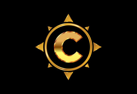 Initial C monogram letter alphabet in a compass. Compass logo sign symbol. Vector logo designのイラスト素材