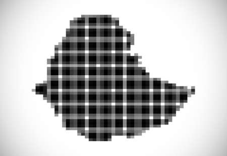 Pixel map of Ethiopia. The dotted map is on white background. Vector illustrationのイラスト素材