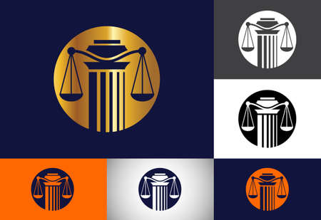 Law pillar logo design pillar law office vector logo templateのイラスト素材