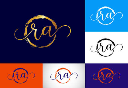 Initial Monogram Letter R A Logo Design Vector Template. RA Letter Logo Designのイラスト素材