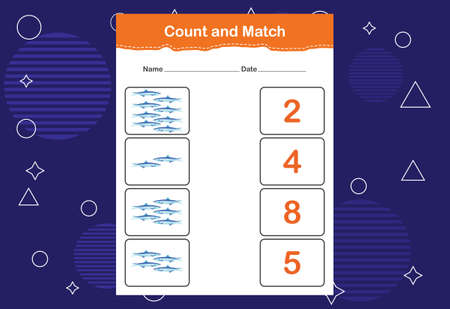 Count and match with the correct number. Matching education game. Count how many items and choose the correct numberのイラスト素材