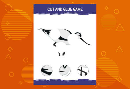 Cut and glue game for kids with birds. Cutting practice for preschoolers. Education worksheet.のイラスト素材