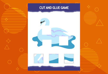 Cut and glue game for kids with birds. Cutting practice for preschoolers. Education worksheet.のイラスト素材