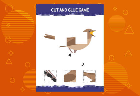 Cut and glue game for kids with birds. Cutting practice for preschoolers. Education worksheet.のイラスト素材