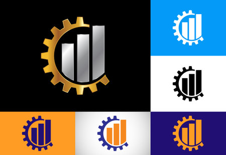 Modern color variation finance and accounting logo design vector templateのイラスト素材