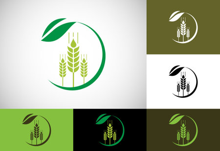 Wheat Ears Icon and Logo. For Identity Style of Natural Product Company and Farm Company. Agricultural symbolsのイラスト素材