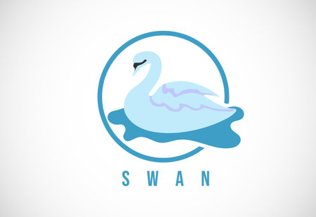 Swan in a circle. Swan logo design template vector illustrationのイラスト素材