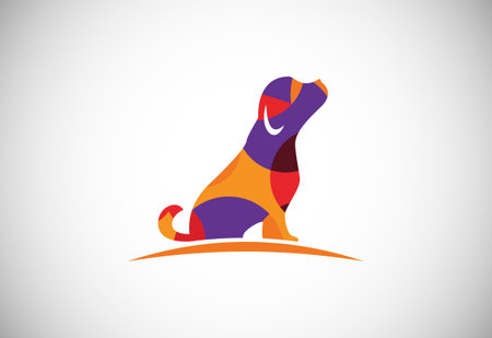 Low poly pet care logo design template. Animal logo design vector icon illustrationのイラスト素材