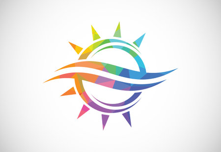 Air conditioner low poly logo sign symbol. Hot and cold symbolのイラスト素材