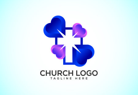 Church colorful logo. Christian sign symbols. The cross of Jesusのイラスト素材