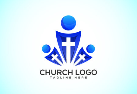 Church colorful logo. Christian sign symbols. The cross of Jesusのイラスト素材