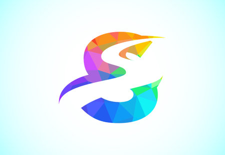 Letter S with backspace S or pathway logo design vector template. Low poly style graphic alphabet symbolのイラスト素材