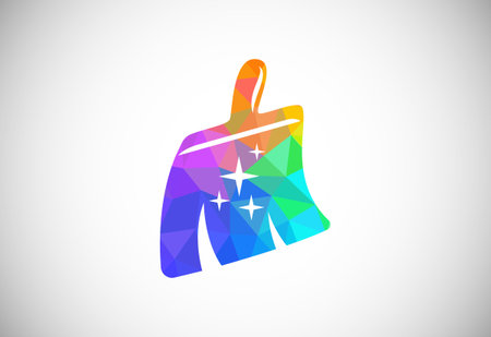 Low Poly Cleaning Service Logo Design Template, Cleaning Company Logo Sign Symbol.のイラスト素材