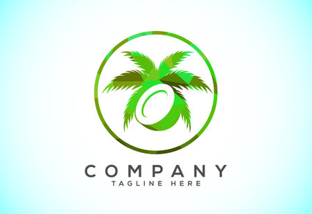 Polygonal low poly coconut Logo, coconut drink beverage vector icon logo design templateのイラスト素材
