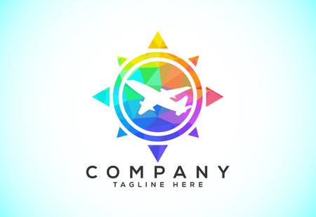 Polygonal Compass Concept Logo Design. Compass Low Poly Logo sign and symbol. Coastal iconのイラスト素材