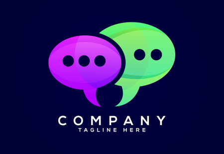 Modern gradient color chat logo design. Social media speech icon vector illustrationのイラスト素材