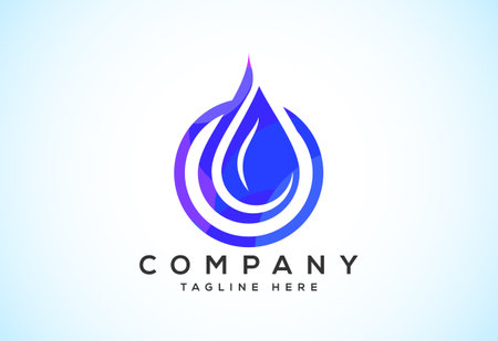 Abstract polygonal water drop logo sign symbol. Low poly water drop Logo. Geometric triangle shapesのイラスト素材