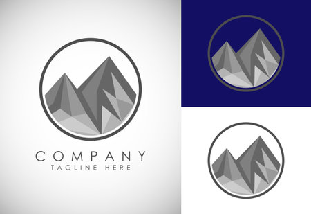 Mountain Logo. Mountain peak summit logo design. Outdoor hiking adventure icon. Vector illustration.のイラスト素材