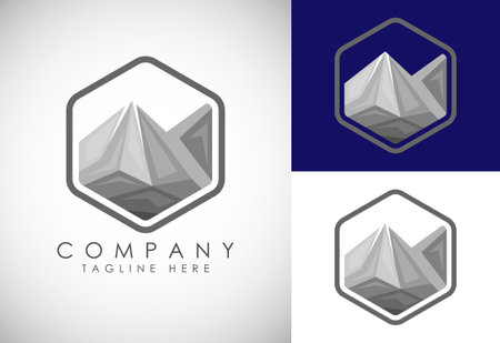 Mountain Logo. Mountain peak summit logo design. Outdoor hiking adventure icon. Vector illustration.のイラスト素材