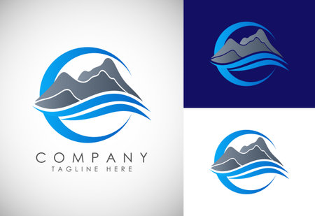 Mountain Logo. Mountain peak summit logo design. Outdoor hiking adventure icon. Vector illustration.のイラスト素材
