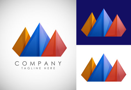 Mountain Logo. Mountain peak summit logo design. Outdoor hiking adventure icon. Vector illustration.のイラスト素材