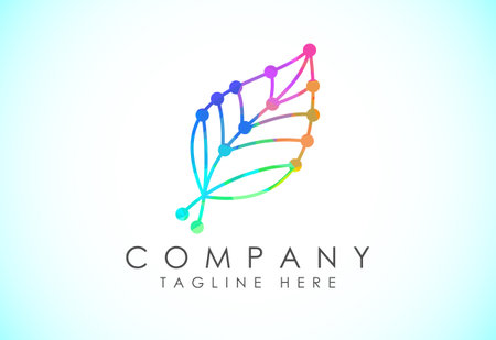 Low Poly Creative Leaf Technology Logo Design Template, Green Technology Logo Designs Conceptのイラスト素材