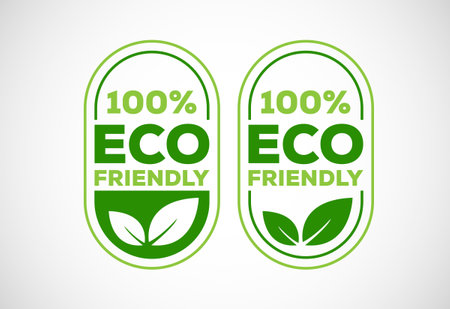 Eco friendly icon. Eco friendly and organic labels sign. Healthy natural product label design vector illustrationのイラスト素材